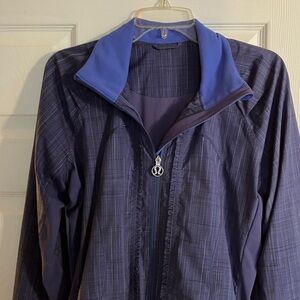 Lululemon Blue Fitted Zip Jacket Ruffle Detail Thumbholes